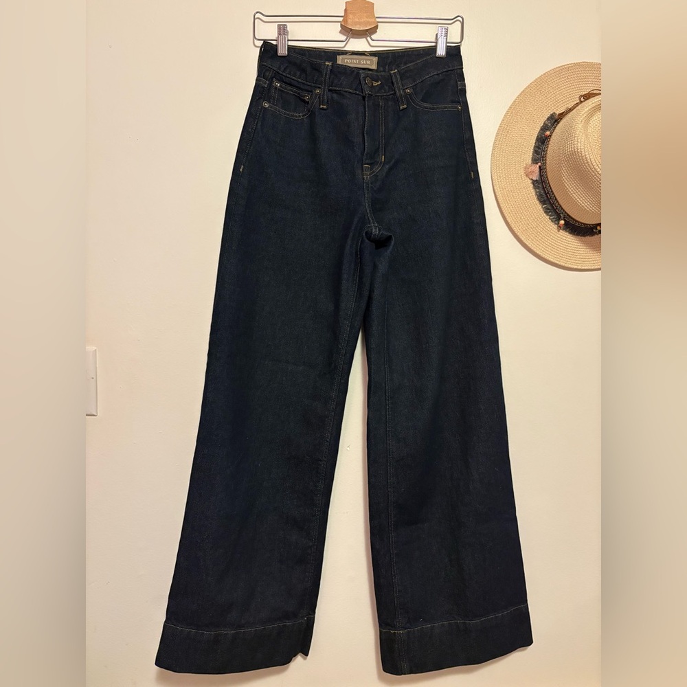 Classic Dark Blue Wide Leg Jeans by Point Sur Denim - Like new!